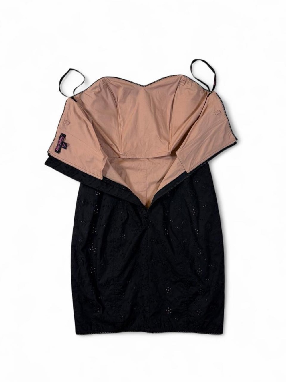 Vintage Betsy Johnson Collection Strapless Eyelet Cotton Corset Mini Dress
